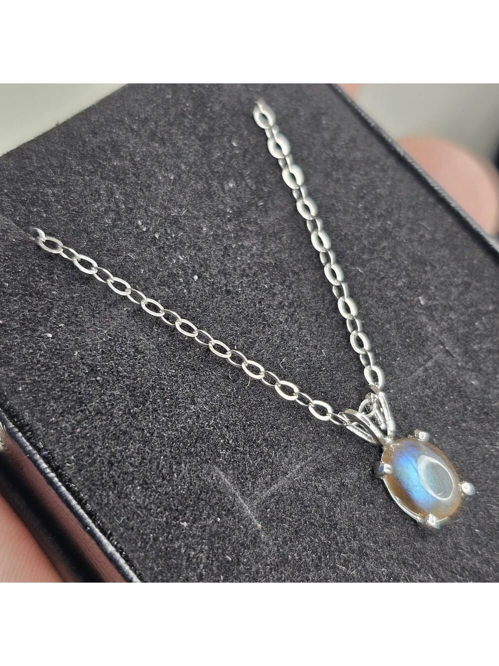 Sterling Silver 925 Necklace With Gemstone Pendant Set In Sterling